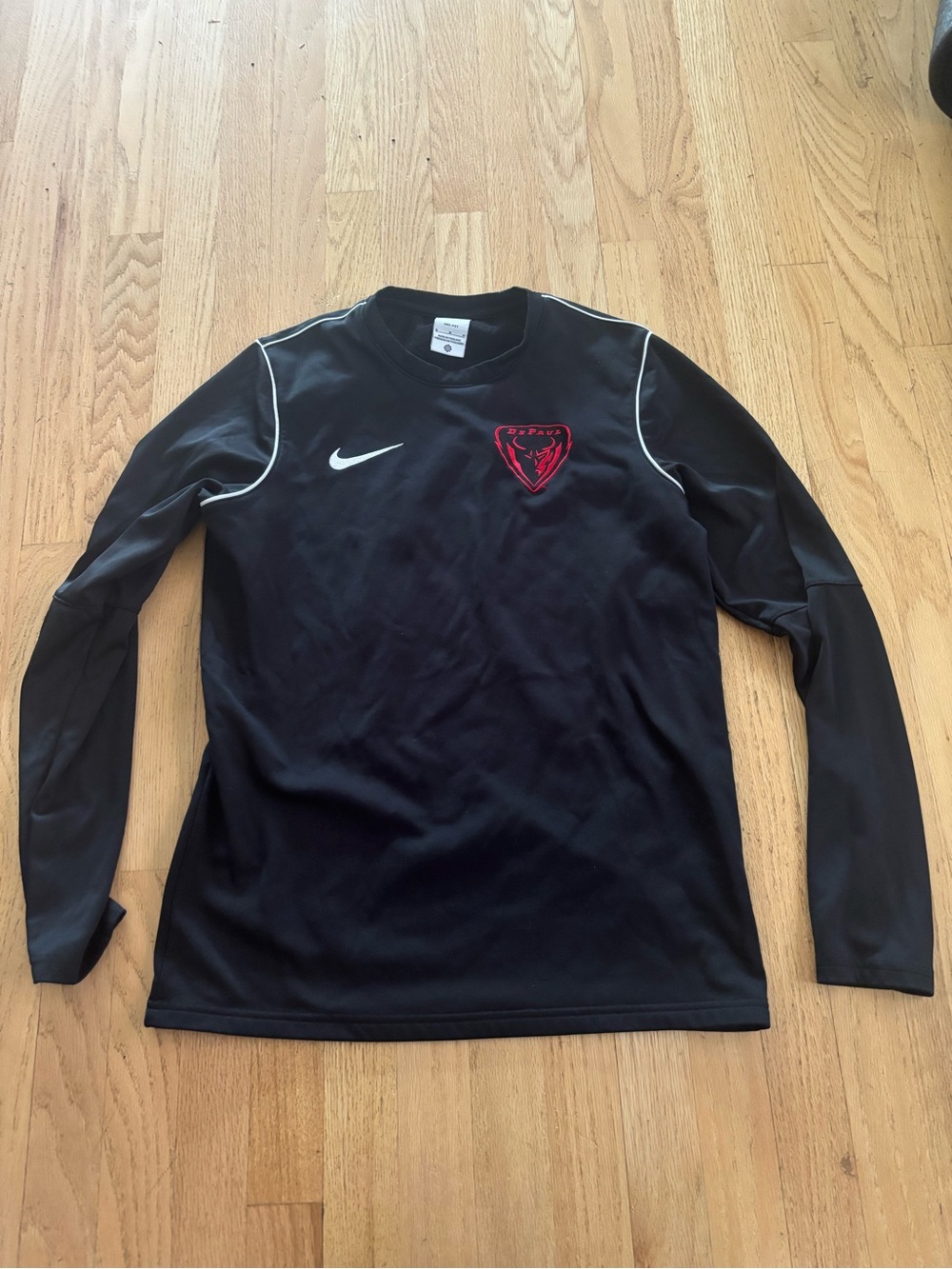 Nike Black Dri-FIT Athletic Long Sleeve Top with Red Crest